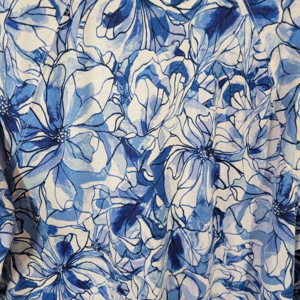 CD Daniels Womens Top 3X Plus Tunic Long Sleeve Blue Floral Poly Blend FLO271E - Picture 7 of 9